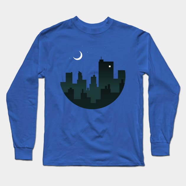 Sleeping Night City Long Sleeve T-Shirt by Digster